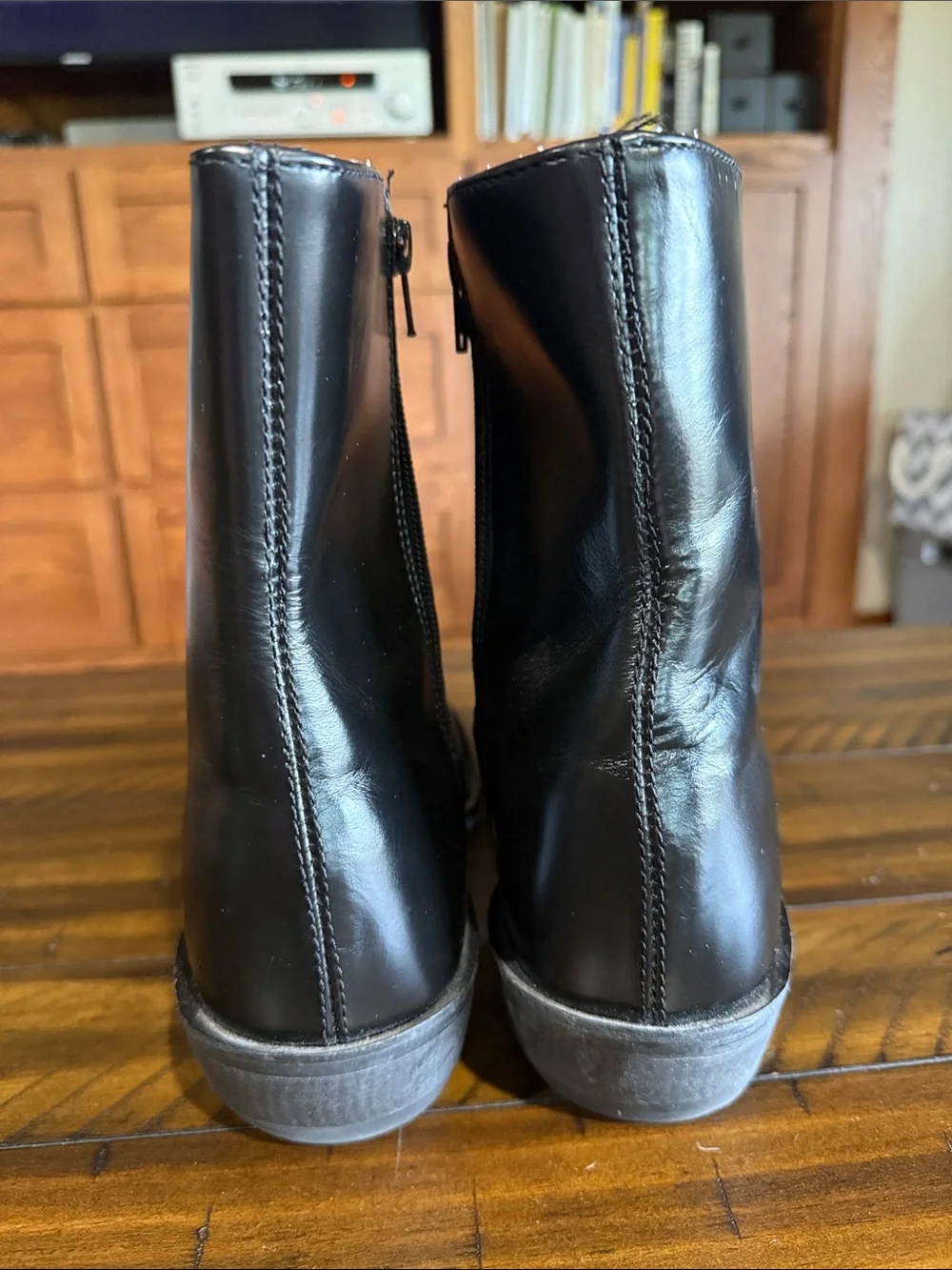 Leather Classics Men's Black Leather Zip-Up Western Stitch Ankle Boots, Size 11D